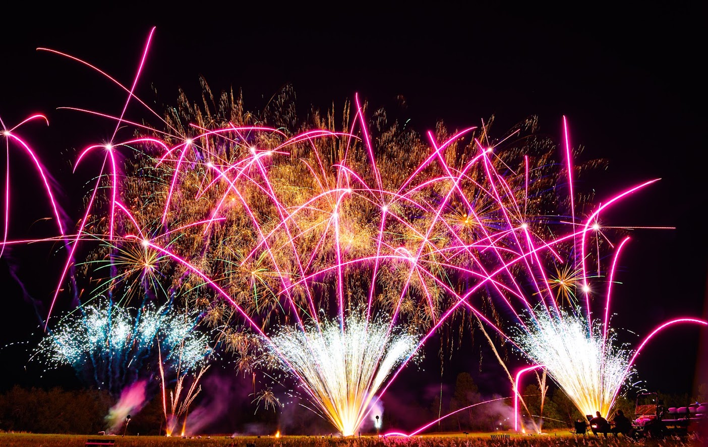 Florida fireworks display over a city skyline by My 3 Sons Fireworks Company